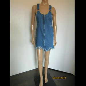 Zara Trafaluc Denim Skirt Overall Mini Dress Sz XS